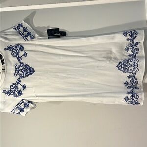 Lulu's White and Blue Embroidered Dress